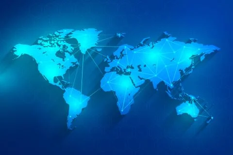 Global network connection blue background, vector Stock Illustration