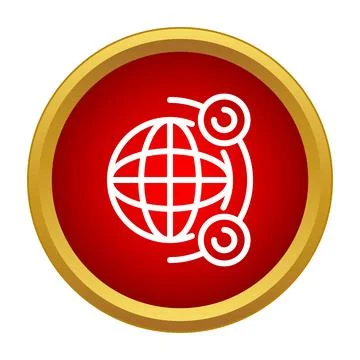Global network connection button icon with sphere Stock Illustration