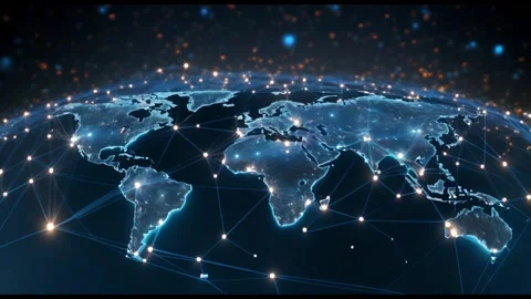 Global network connection concept. Big data visualization. Social network co Video stock 258035636