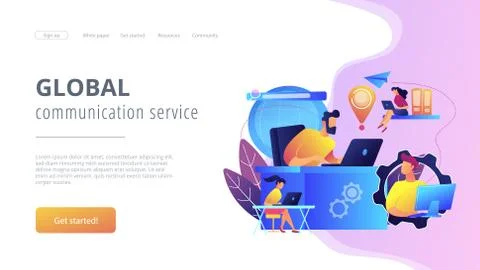 Global network connection concept landing page. Stock Illustration