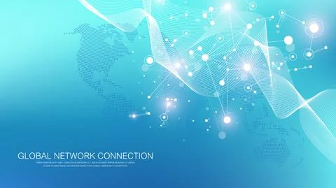 Global network connection concept. Social network communication in the global Stock Illustration