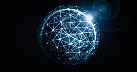 Global network connection covering the earth with lines of innovative perception Stock Illustration