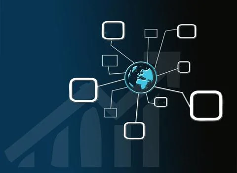 Global network connection diagram on dark background Stock Illustration