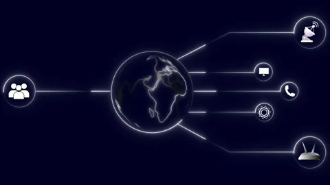 Global Network Connection with Digital Icons and Earth Illustration image 2.. Stock Footage 340998097