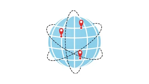 Global Network Connection Graphic with Location Pins 스톡 동영상 347162748