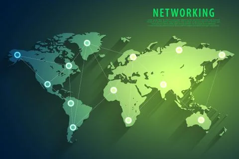 Global network connection green background, vector Stock Illustration