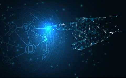 Global network connection ,hand touch the future vector  concept Stock Illustration