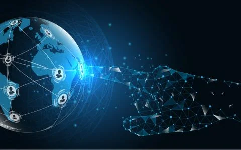 Global network connection ,hand touch the future vector  concept Stock Illustration