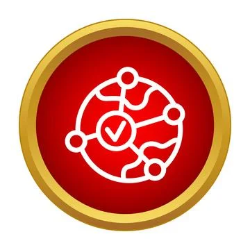 Global network connection icon with checkmark Stock Illustration