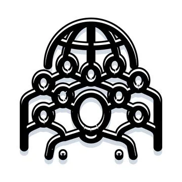 Global network connection icon demonstrating interconnected world Illustrazione stock