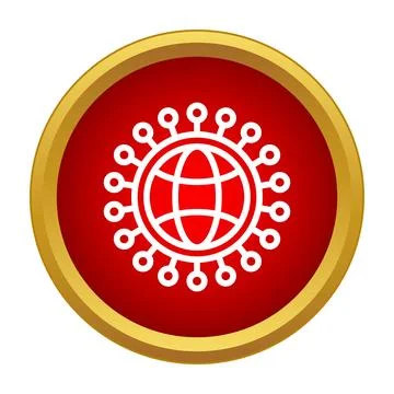 Global network connection icon on a red button Stock Illustration