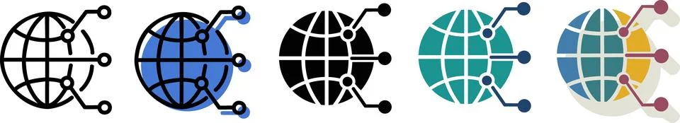 Global network connection icon set collection Stock Illustration