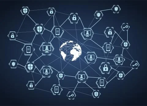 Global network connection, internet protection vector concept Illustrazione stock