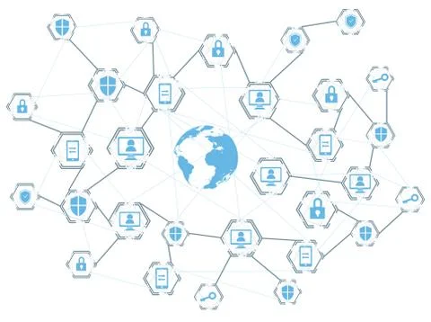 Global network connection, internet protection vector concept Stock Illustration