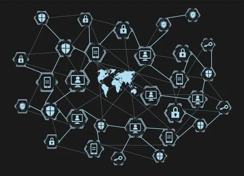 Global network connection, internet protection vector concept Illustrazione stock