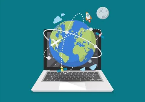 Global network connection from laptop Stock Illustration