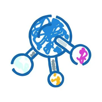 Global network connection linking data communication nodes 库存插图