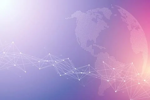 Global network connection. Network and big data exchange over planet earth in Stock Illustration