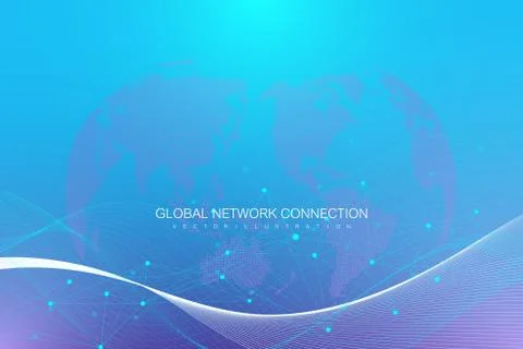 Global network connection. Network and big data exchange over planet earth in Stock Illustration