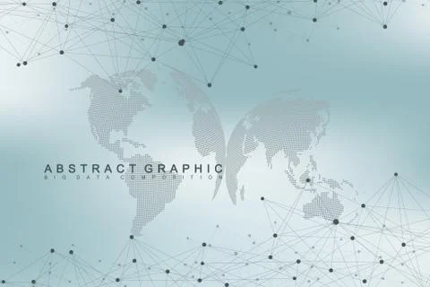 Global network connection. Network and big data visualization background Illustrazione stock