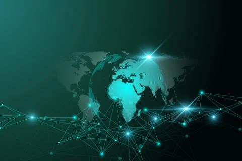 Global network connection. Network and big data exchange over planet earth in イラスト素材