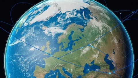 Global network connection over earth communication concept. 4K Video stock 344577567