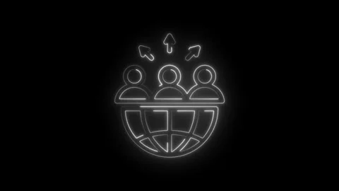 Global network connection people icon neon glow on black background represe.. Stock Footage 346134891