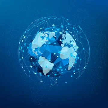 Global network connection. Polygonal World map. Dots and lines World Wide Web Stock Illustration