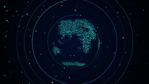 Global Network Connection Rotation Computer Binary Data Network Background Stock Footage 339649211