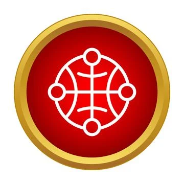 Global network connection symbol on red circle Ilustração Stock