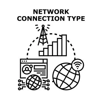Global network connection types identifying data transfer Stock Illustration