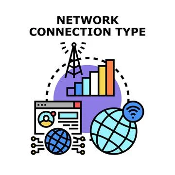 Global network connection types identifying data transfer Stock Illustration