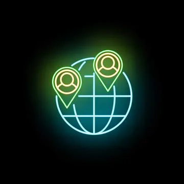 Global network connection with user location pins Ilustración de archivo