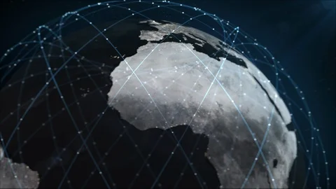 Global network connection the world abstract 3D rendering satellites starlink Stock Footage 120608598