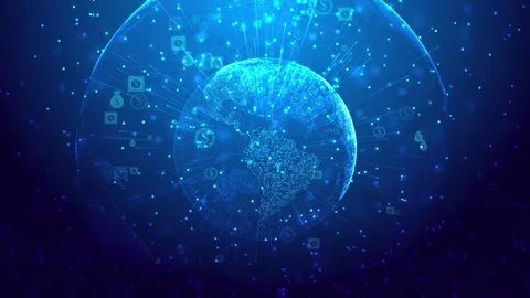 Global network connection World map abstract technology background global 库存影片 313761407