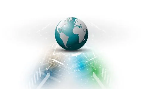 Global network connection World map abstract technology background global bus Stock Illustration