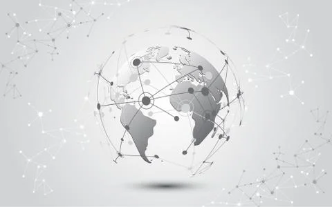 Global network connection World map abstract technology background global bus Stock Illustration