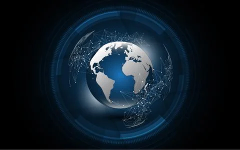 Global network connection World map abstract technology background global bus Stock Illustration