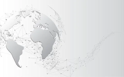 Global network connection World map abstract technology background global bus Stock Illustration