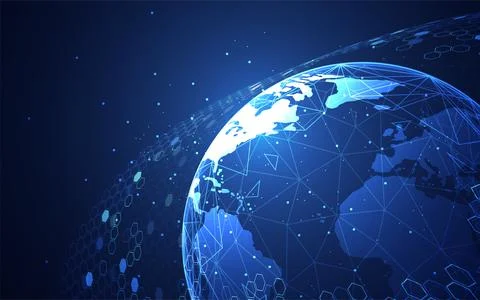 Global network connection. World map point and line composition Stock Illustration