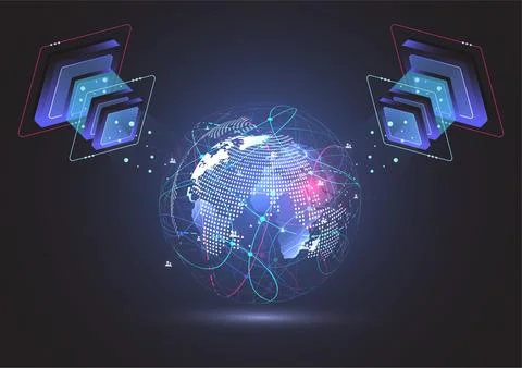 Global network connection. World map point and line composition concept Stock Illustration