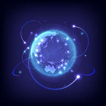 Global network connection World map abstract technology background global bus Stock Illustration