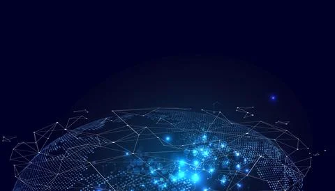 Global network connection. World map point and line composition concept of Illustrazione stock