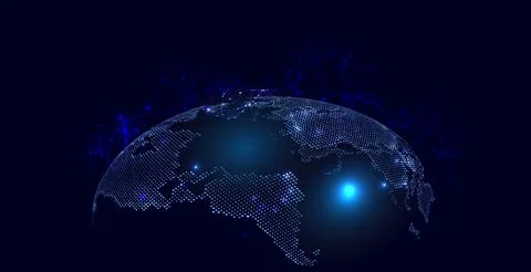 Global network connection. World map point and line composition concept of Illustrazione stock