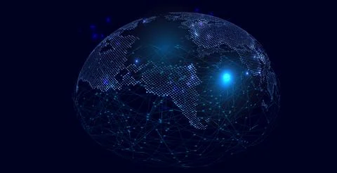 Global network connection. World map point and line composition concept of Stock Illustration