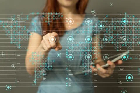 A Global network connection. World map point and line composition concept Stock Photos