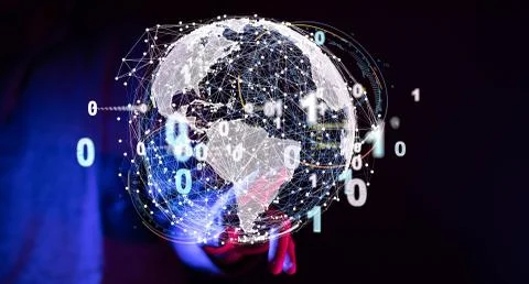 A Global network connection. World map point and line composition Stock Photos