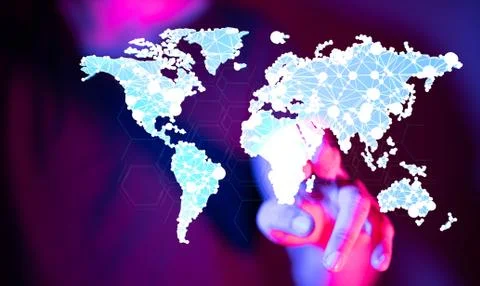 A Global network connection. World map point and line composition concept Stock Photos