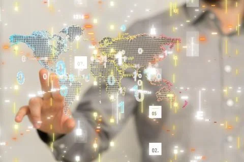 A Global network connection. World map point Stock Photos