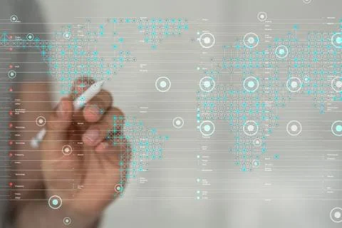 A Global network connection. World map point and line composition concept Stock Photos